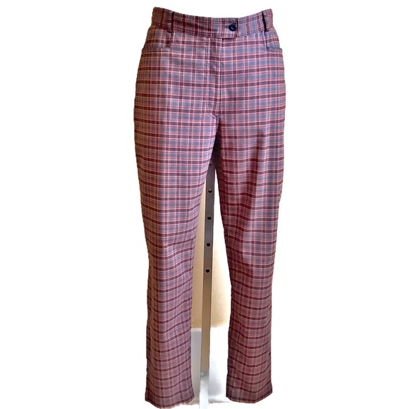 ROOTS Grey/Orange Checker Print Plaid Pants - Picture 2 of 12